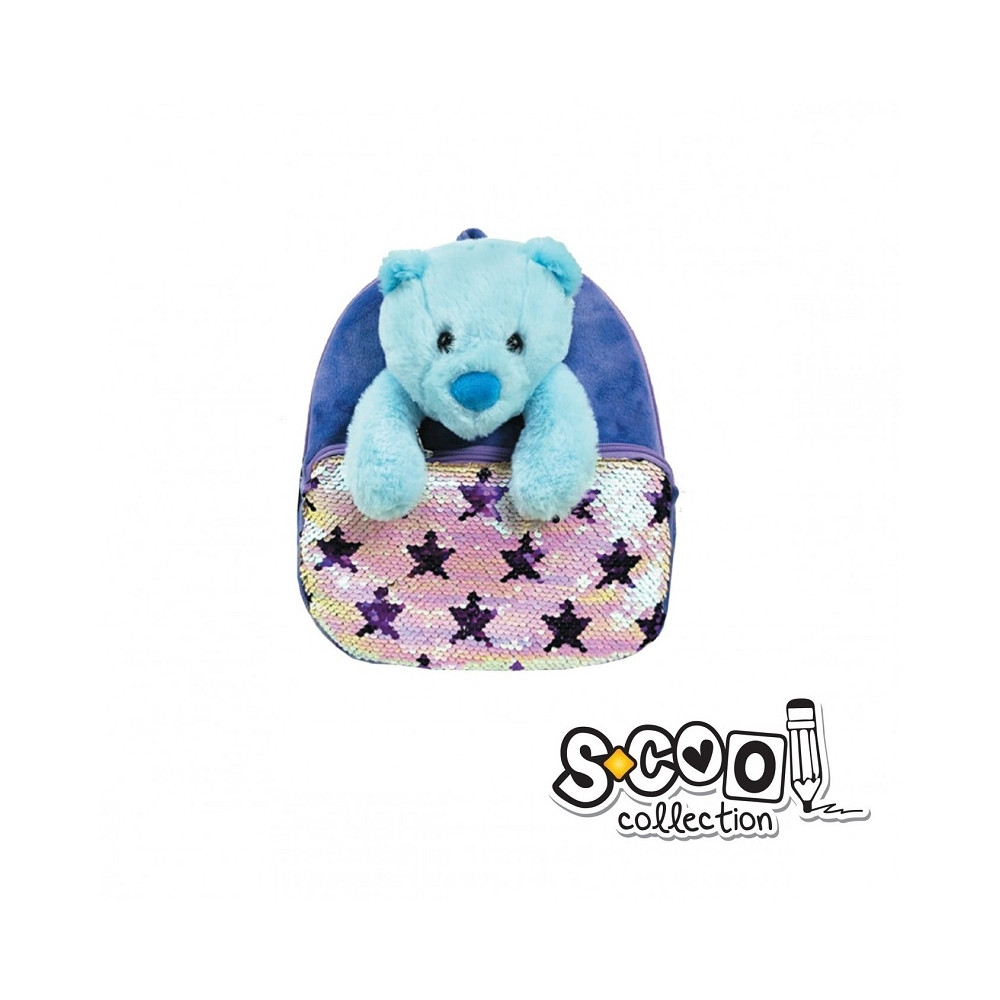 Ghiozdan gradinita baby animals, Blue Bear, bretele ajustabile, insertii reflectorizante, inchidere fermoar, baza spuma EVA - imagine 3